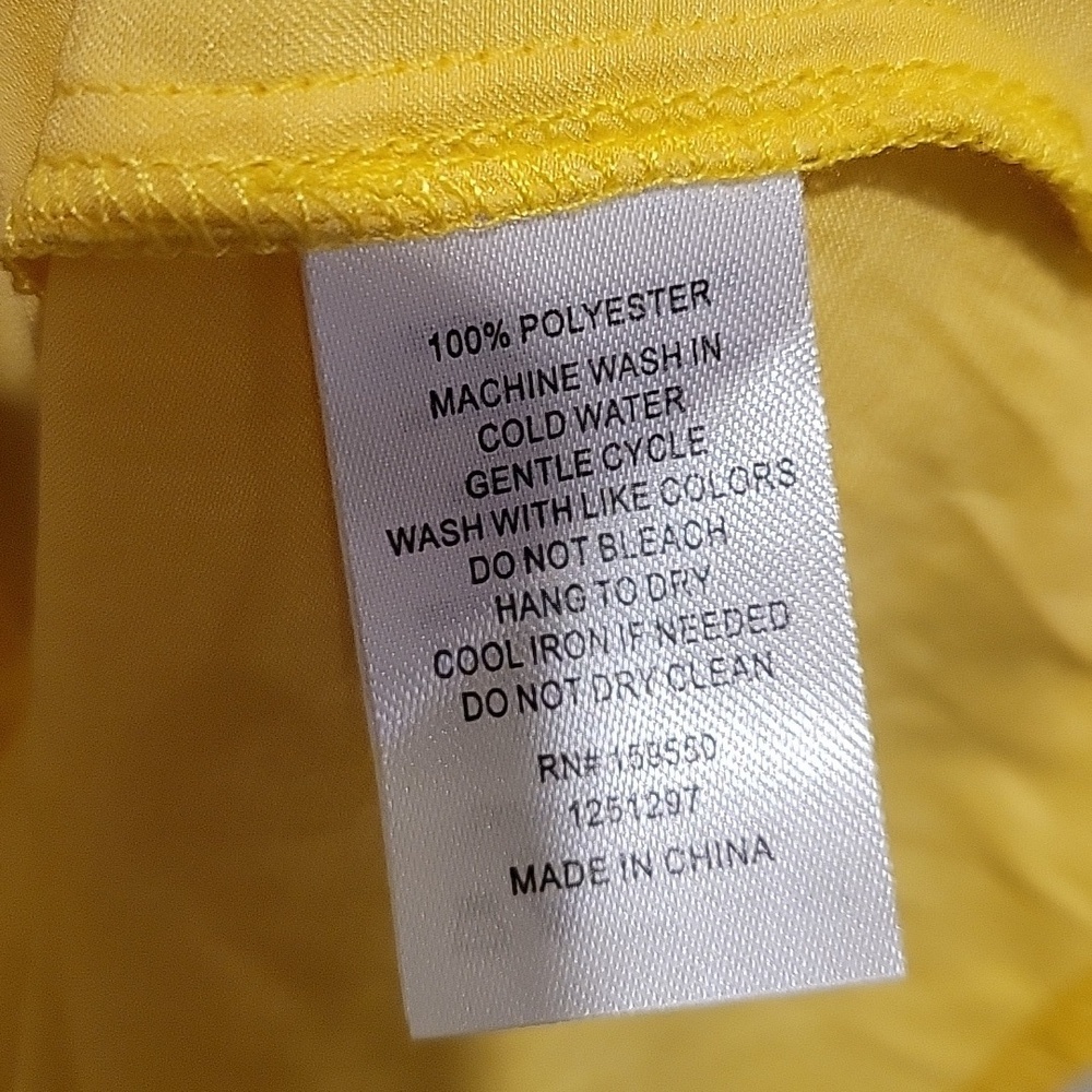 ❤️ MAISON D'AMELIE SATIN RUFFLE NECK TOP, SMOCKED, YELLOW, XS - Picture 6 of 7